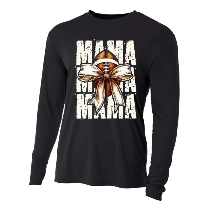 Football Mama Bow Fall Coquette Bow Cooling Performance Long Sleeve Crew