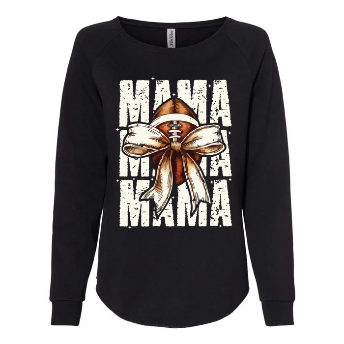 Football Mama Bow Fall Coquette Bow Womens California Wash Sweatshirt