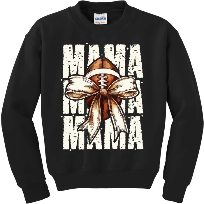 Football Mama Bow Fall Coquette Bow Kids Sweatshirt