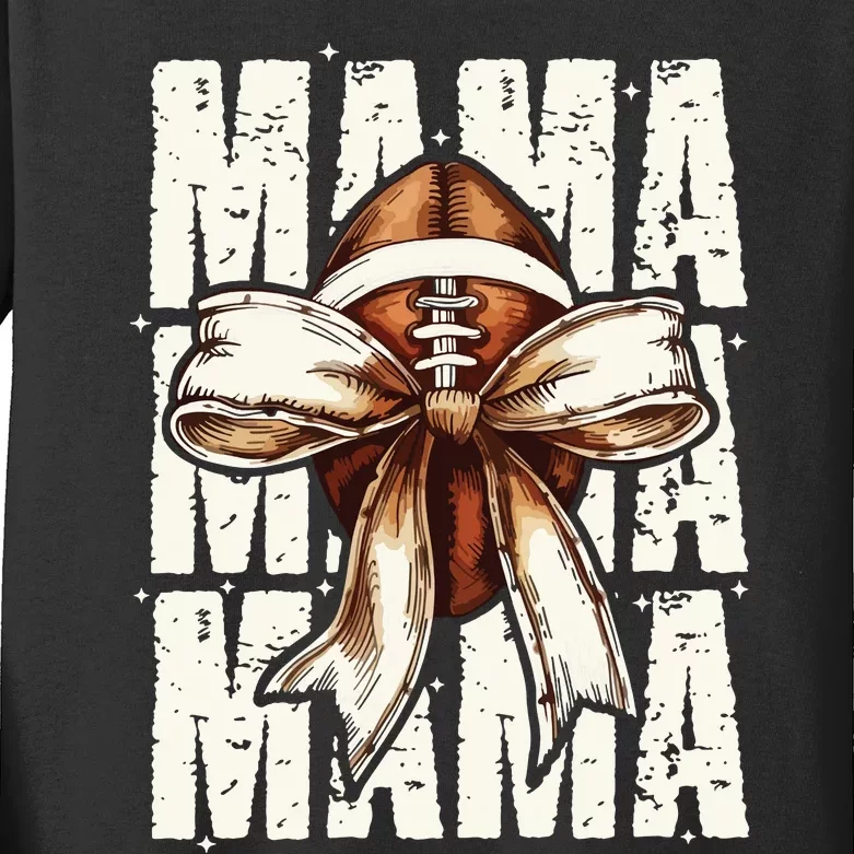 Football Mama Bow Fall Coquette Bow Kids Long Sleeve Shirt