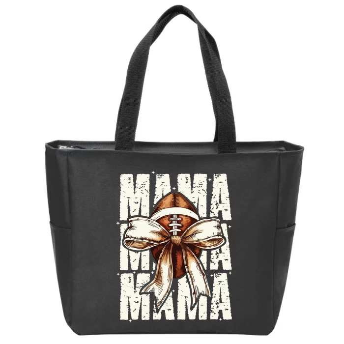 Football Mama Bow Fall Coquette Bow Zip Tote Bag