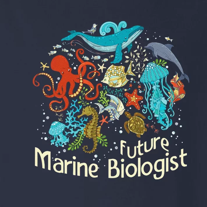 Future Marine Biologist Ocean Life Collage Drawing Whale Toddler Long Sleeve Shirt