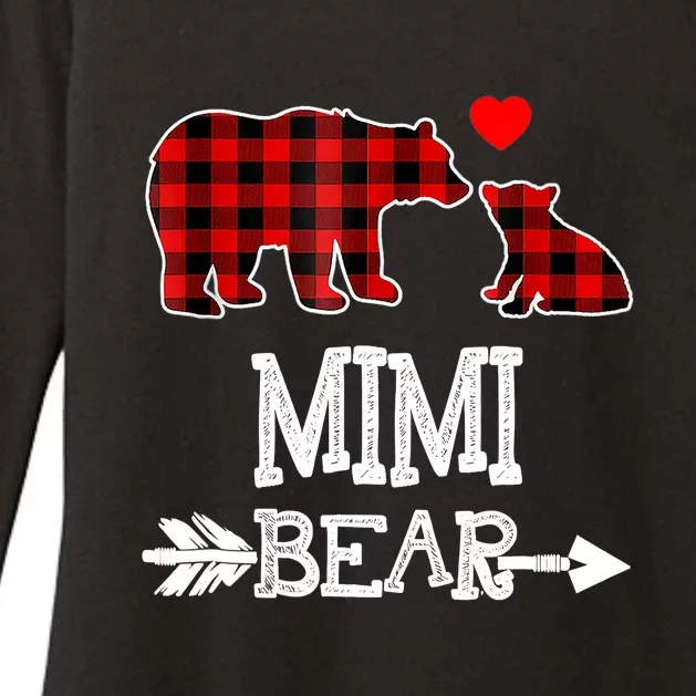 Funny Mimi Bear Red Buffalo Plaid Grandma Bear Christmas Pajama Womens CVC Long Sleeve Shirt