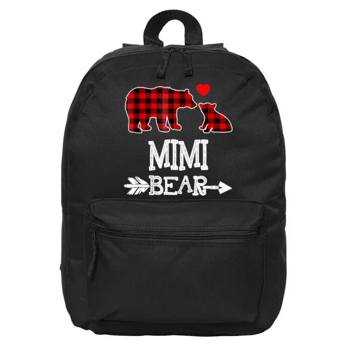 Funny Mimi Bear Red Buffalo Plaid Grandma Bear Christmas Pajama 16 in Basic Backpack