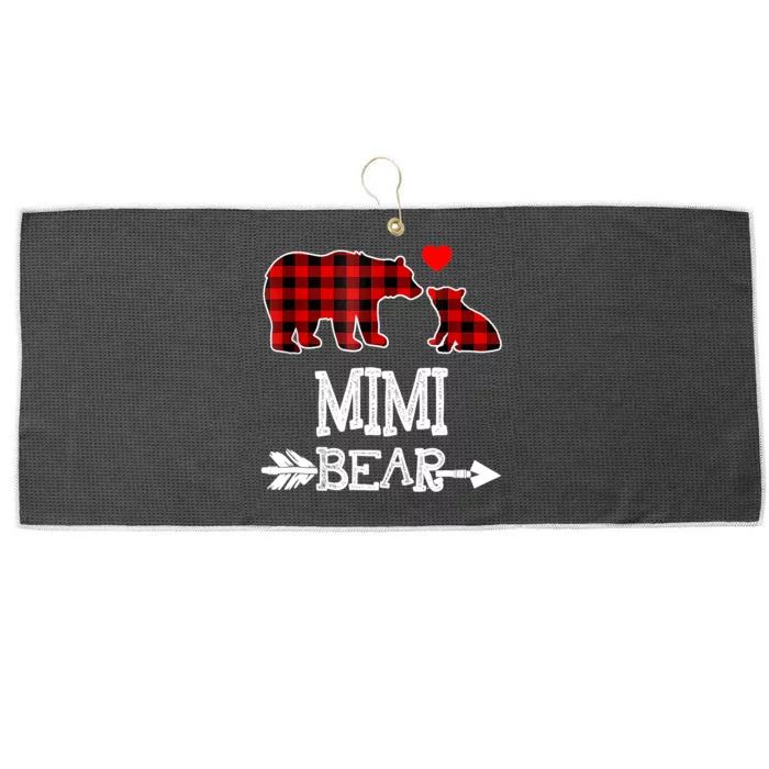 Funny Mimi Bear Red Buffalo Plaid Grandma Bear Christmas Pajama Large Microfiber Waffle Golf Towel