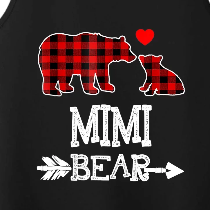 Funny Mimi Bear Red Buffalo Plaid Grandma Bear Christmas Pajama Performance Tank