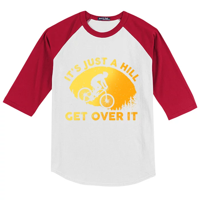 Funny Mountain Biking Trail Mountain Bike Kids Colorblock Raglan Jersey