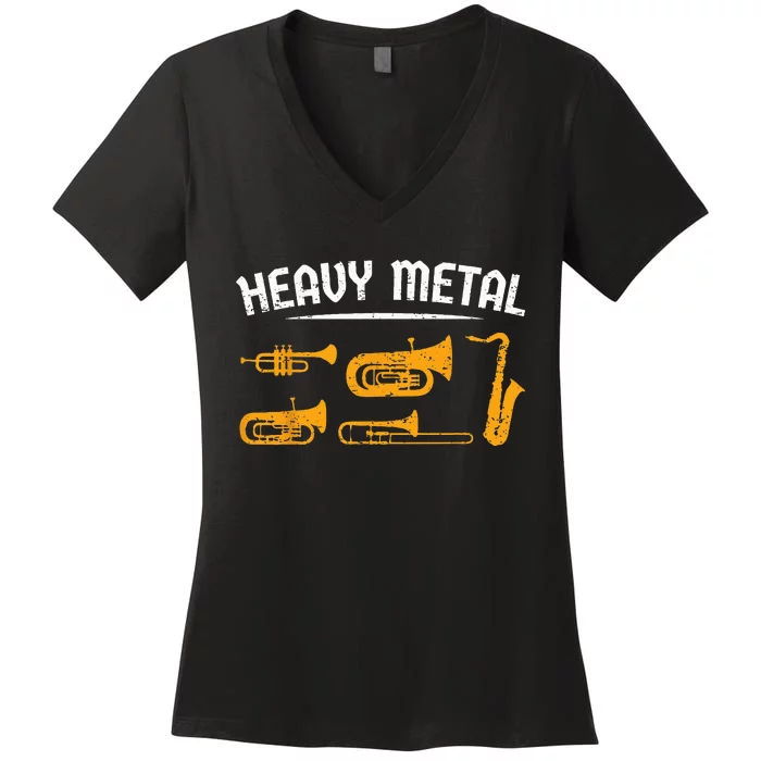 Funny Marching Band Brass Player Trumpet Trombone Bass Tuba Women's V-Neck T-Shirt