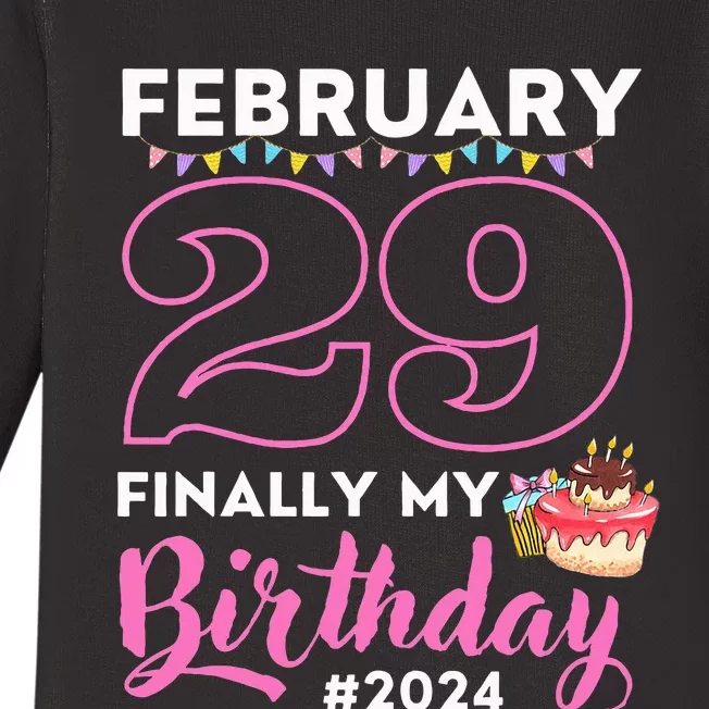 Finally My Birthday Leap Day Laughter for Leap Year 2024 Baby Long Sleeve Bodysuit