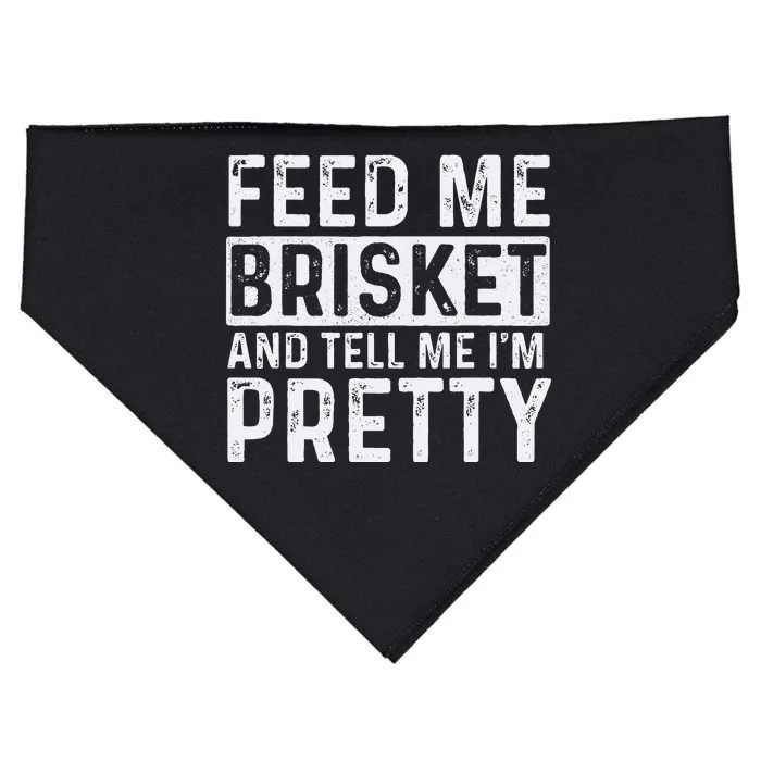 Feed Me Brisket Pitmaster BBQ Lover Smoker Grilling USA-Made Doggie Bandana