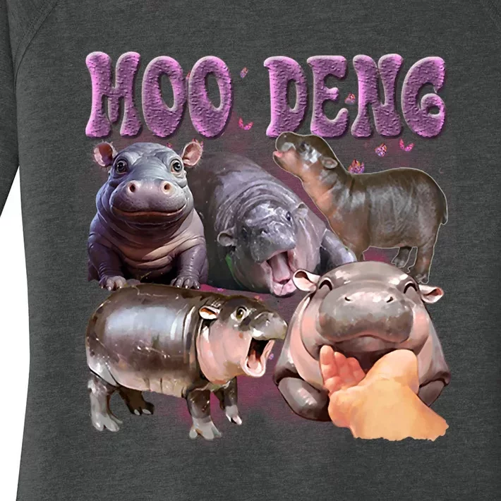 Funny Moodeng Baby Pygmy Hippo Cute For Family Women's Perfect Tri Tunic Long Sleeve Shirt