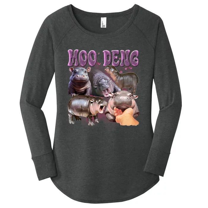 Funny Moodeng Baby Pygmy Hippo Cute For Family Women's Perfect Tri Tunic Long Sleeve Shirt