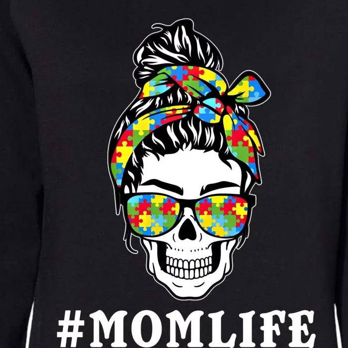 Funny Messy Bun Skeleton Mom Life Autism Awareness Day Meaningful Gift Womens California Wash Sweatshirt