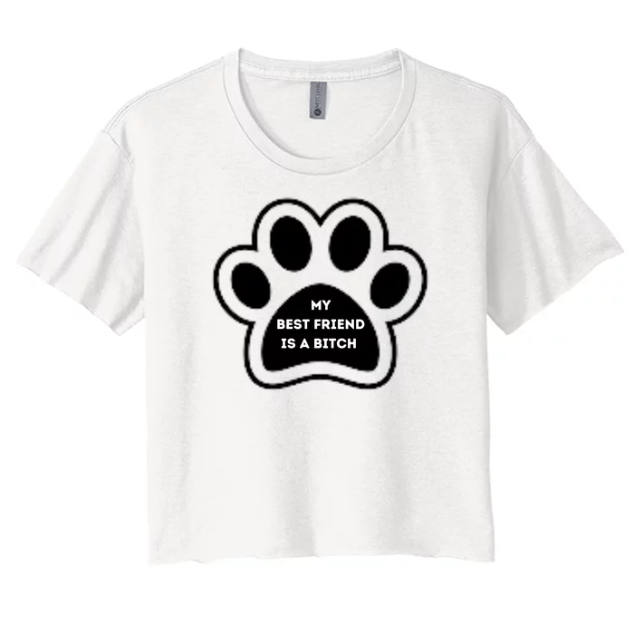 Funny My Best Friend Is A Bitch! Dog Lover Women's Crop Top Tee