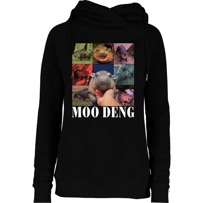 Funny Moodeng Baby Pygmy Hippo Cute Zoo For Family Womens Funnel Neck Pullover Hood