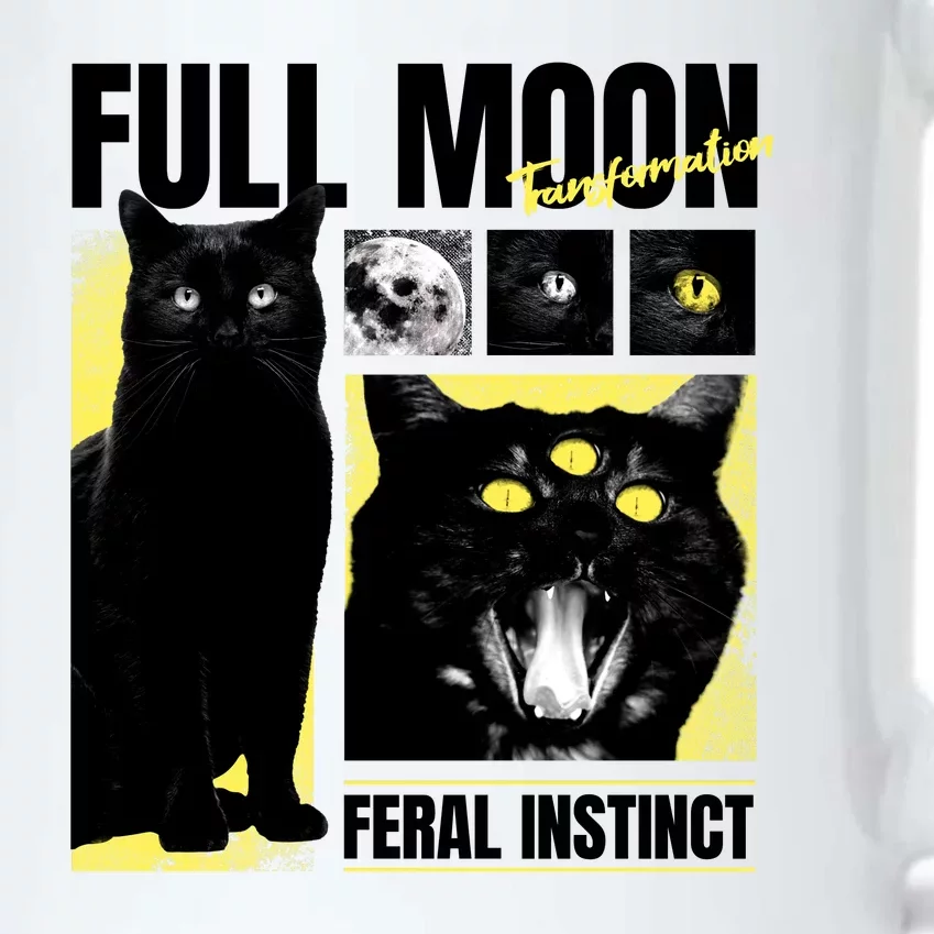 Full Moon Black Cat Transformation Black Color Changing Mug