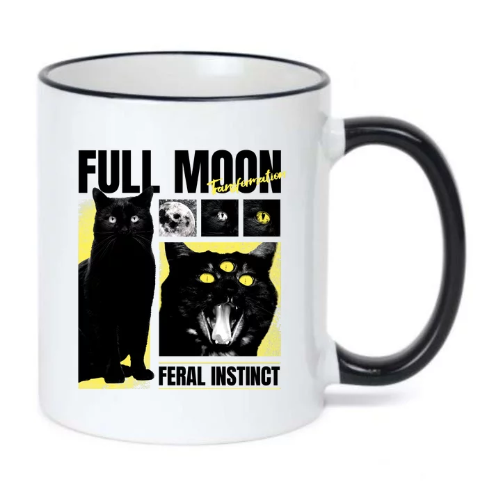 Full Moon Black Cat Transformation Black Color Changing Mug