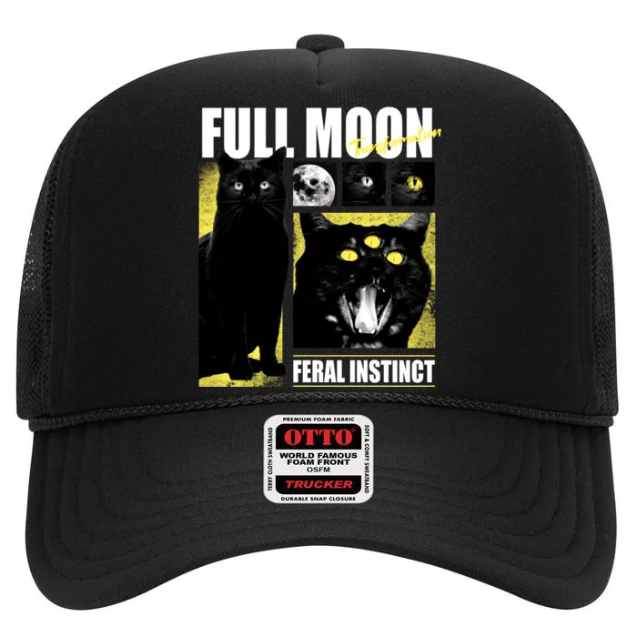 Full Moon Black Cat Transformation High Crown Mesh Trucker Hat