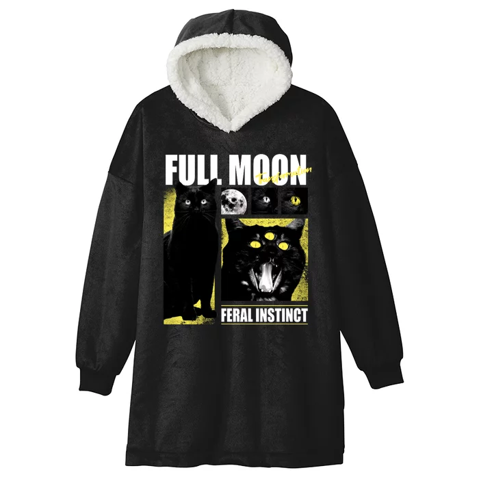 Full Moon Black Cat Transformation Hooded Wearable Blanket