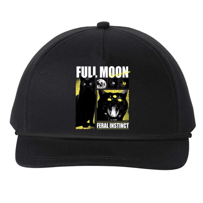 Full Moon Black Cat Transformation Snapback Five-Panel Rope Hat