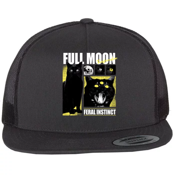 Full Moon Black Cat Transformation Flat Bill Trucker Hat