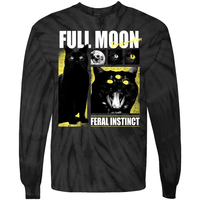 Full Moon Black Cat Transformation Tie-Dye Long Sleeve Shirt