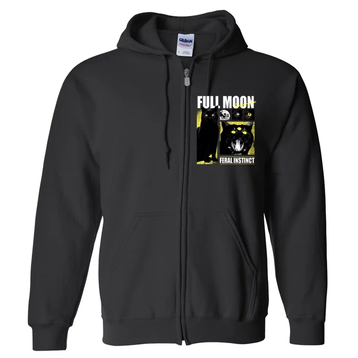 Full Moon Black Cat Transformation Full Zip Hoodie