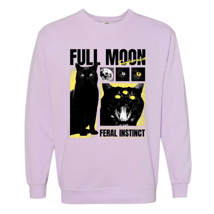 Full Moon Black Cat Transformation Garment-Dyed Sweatshirt