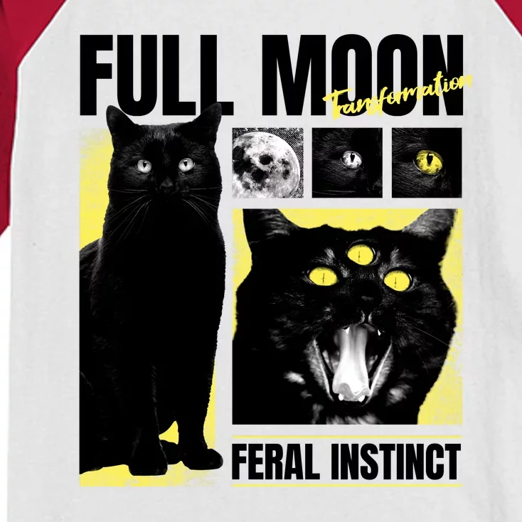 Full Moon Black Cat Transformation Kids Colorblock Raglan Jersey