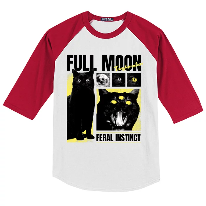 Full Moon Black Cat Transformation Kids Colorblock Raglan Jersey