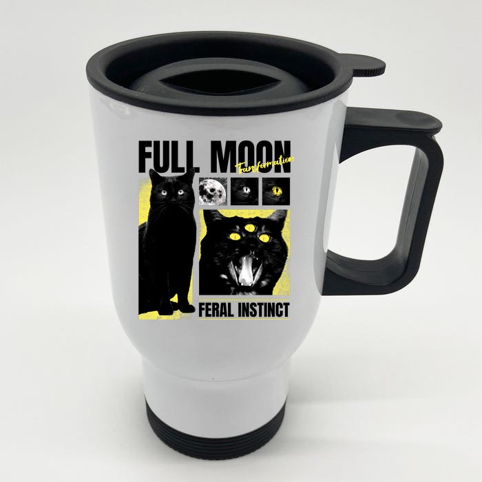 Full Moon Black Cat Transformation Front & Back Stainless Steel Travel Mug