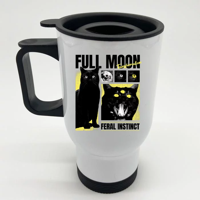 Full Moon Black Cat Transformation Front & Back Stainless Steel Travel Mug