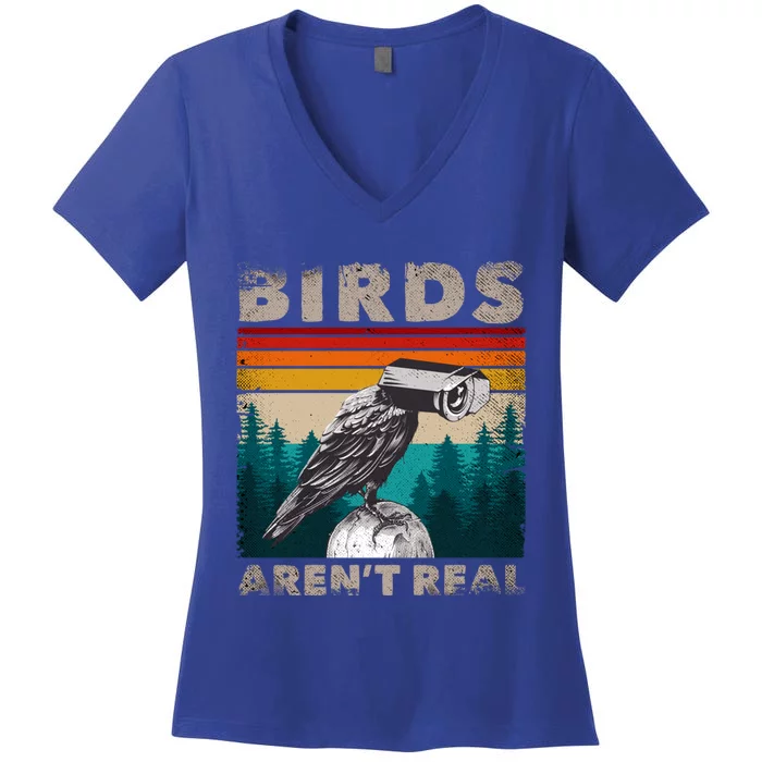 Funny Meme Birds Surveillance Truther Cctv Bird Aren't Real Gift Women's V-Neck T-Shirt