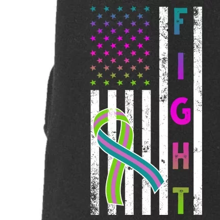 Fight Metastatic Breast Cancer American Flag Doggie 3-End Fleece Hoodie