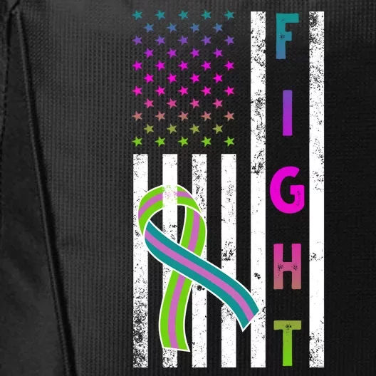 Fight Metastatic Breast Cancer American Flag City Backpack