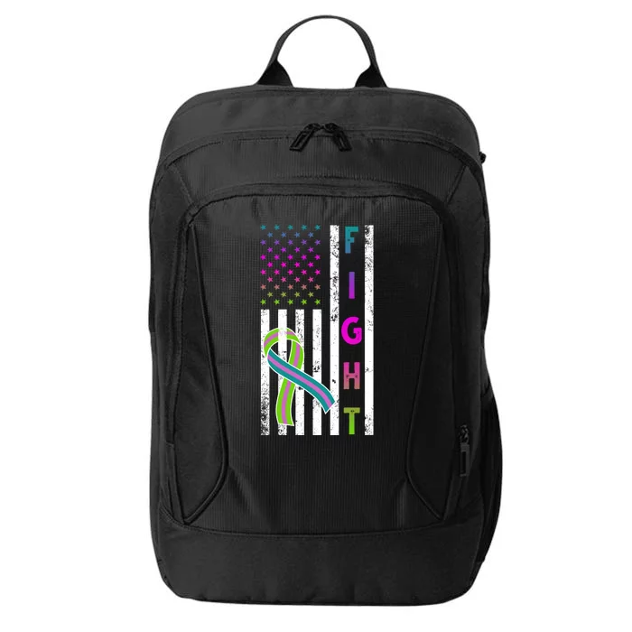 Fight Metastatic Breast Cancer American Flag City Backpack