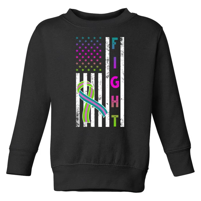 Fight Metastatic Breast Cancer American Flag Toddler Sweatshirt