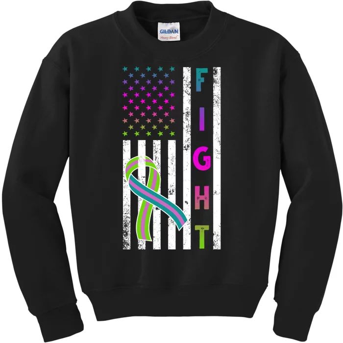 Fight Metastatic Breast Cancer American Flag Kids Sweatshirt