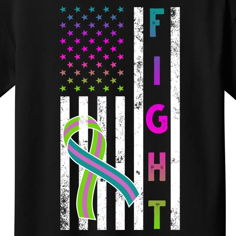 Fight Metastatic Breast Cancer American Flag Kids T-Shirt