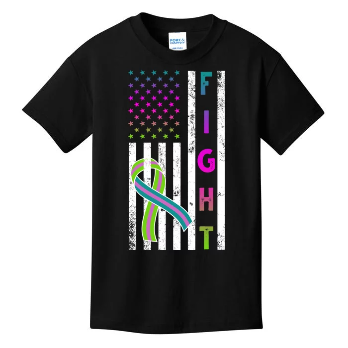 Fight Metastatic Breast Cancer American Flag Kids T-Shirt