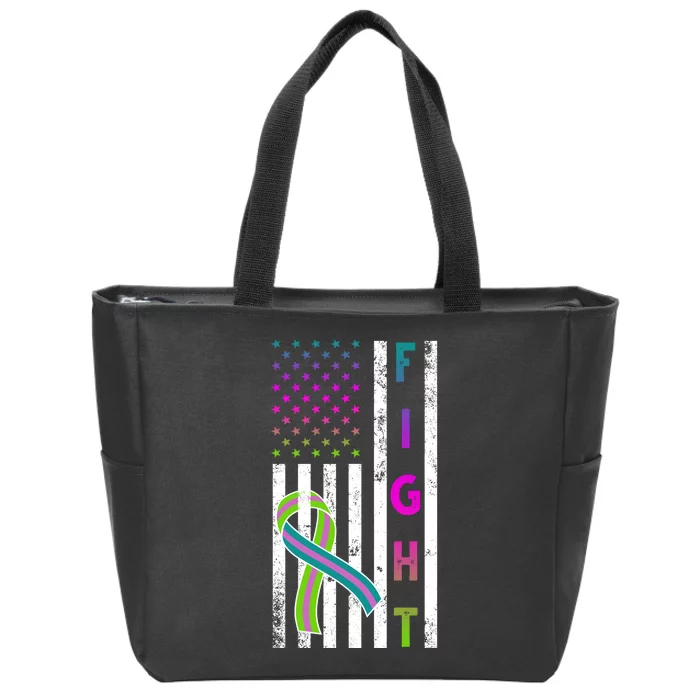 Fight Metastatic Breast Cancer American Flag Zip Tote Bag