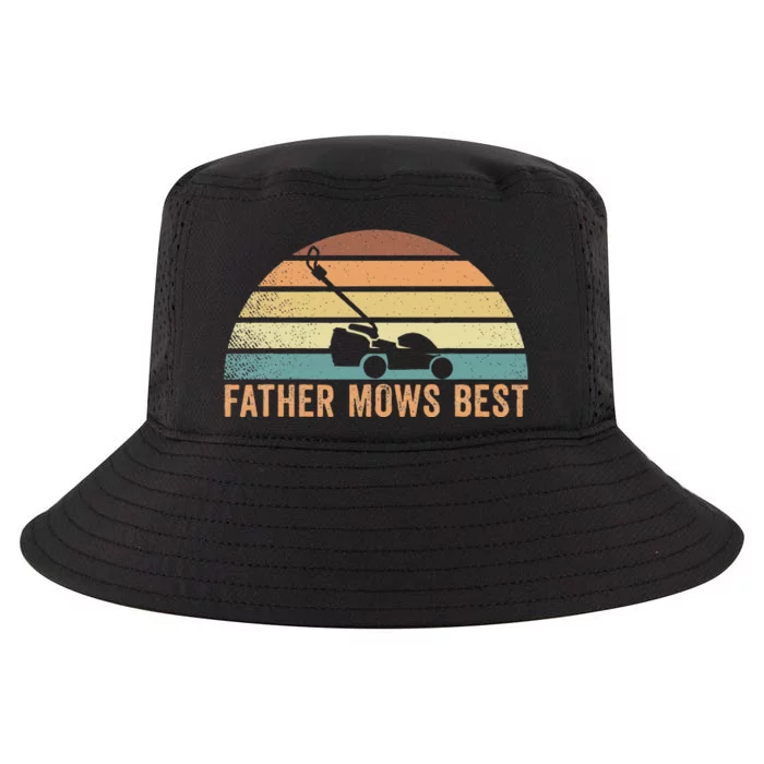 Father Mows Best Lawn Care Dad Mowing Cool Comfort Performance Bucket Hat