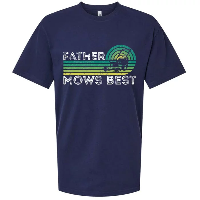 Father Mows Best Lawn Care Dad Mowing Gardener Sueded Cloud Jersey T-Shirt