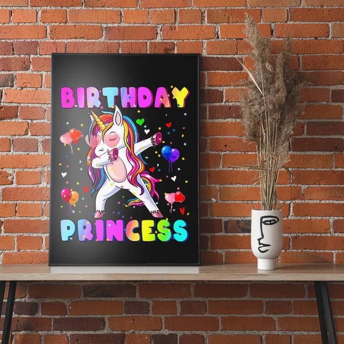 Family matching Birthday Princess Dabbing Unicorn Poster