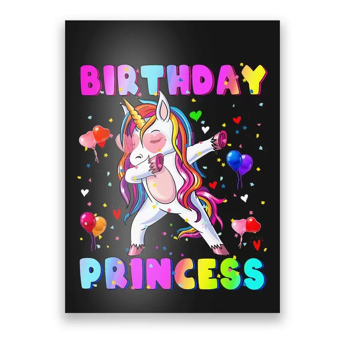 Family matching Birthday Princess Dabbing Unicorn Poster