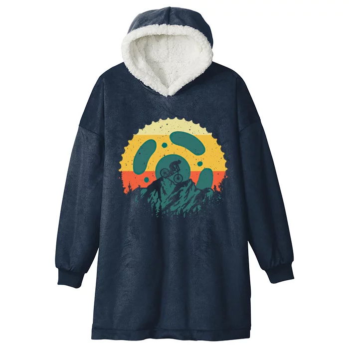 Funny Mountain Bike Art Vintage Cycling Gear Gift Hooded Wearable Blanket