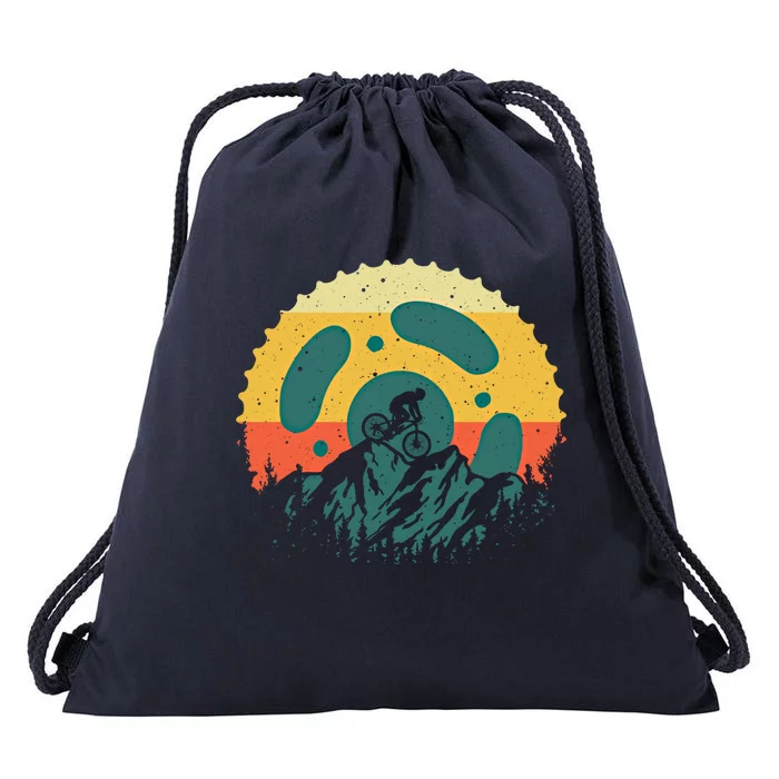 Funny Mountain Bike Art Vintage Cycling Gear Gift Drawstring Bag