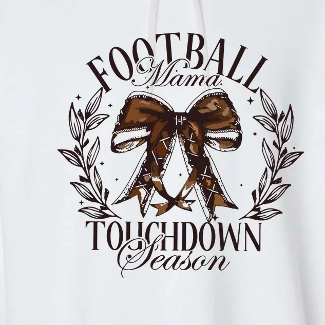 Football Mama Bow Fall Coquette Bow Garment-Dyed Fleece Hoodie