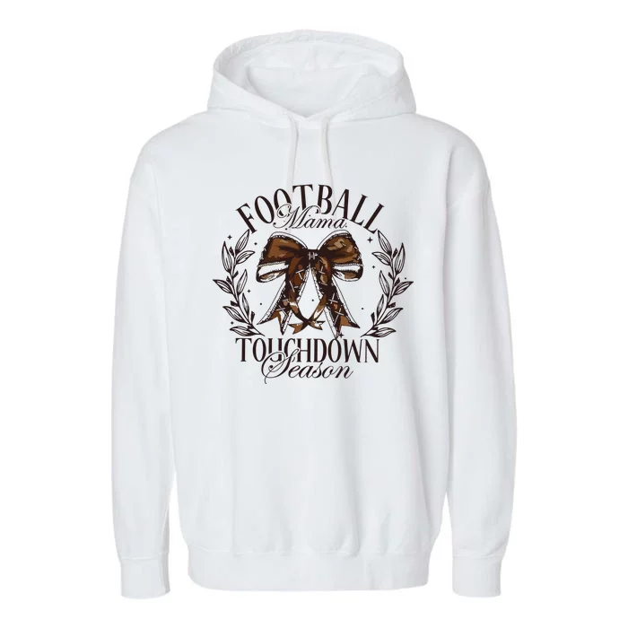 Football Mama Bow Fall Coquette Bow Garment-Dyed Fleece Hoodie