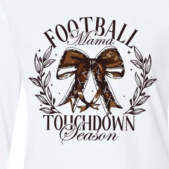 Football Mama Bow Fall Coquette Bow Womens Cotton Relaxed Long Sleeve T-Shirt